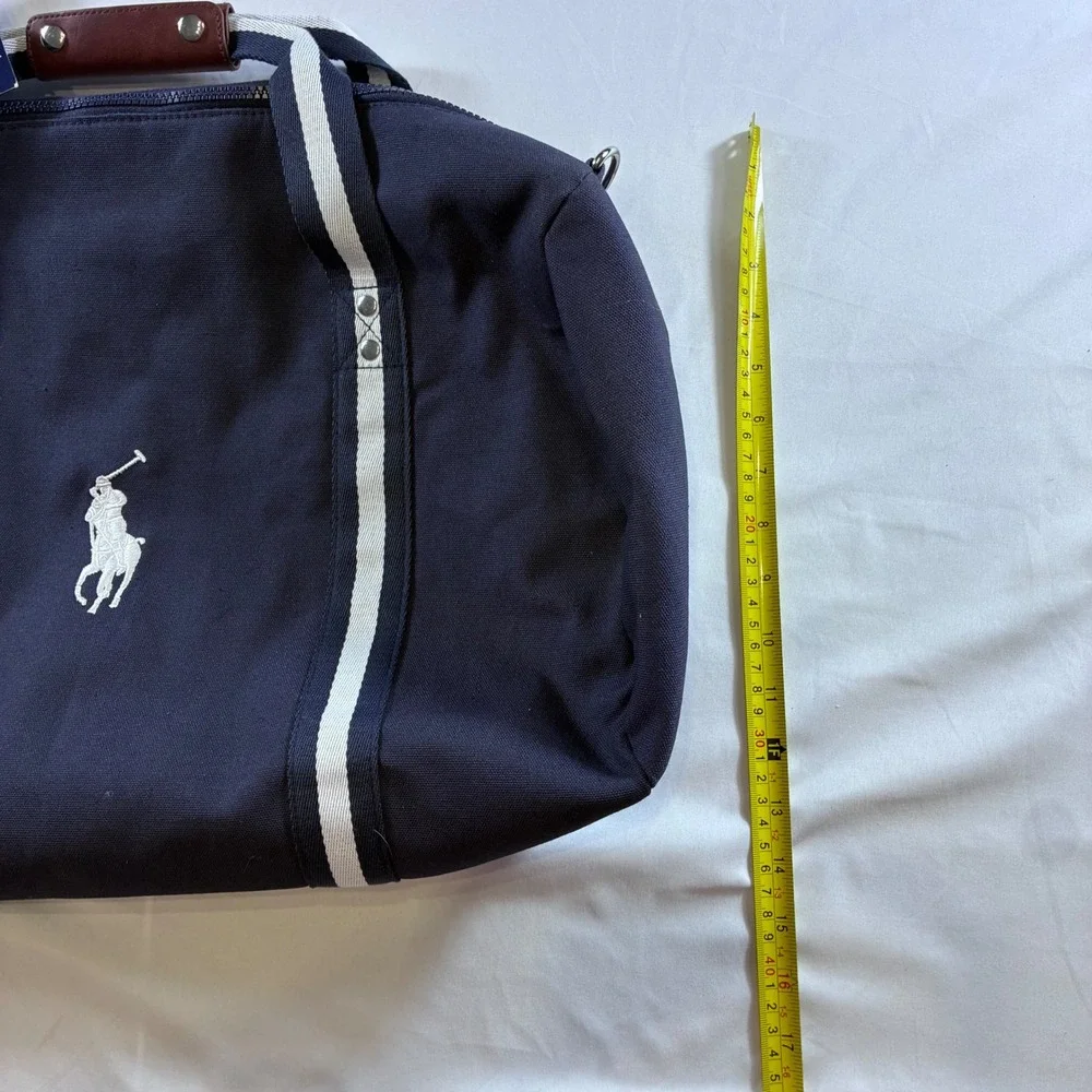 Polo Ralph Lauren Navy Blue Canvas Duffle Bag Weekend Travel Gym Bag NWT